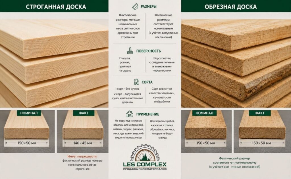 Отличие строганной от обрезной доски